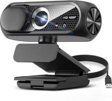1080P HD Webcam USB w/Mic Noise Canceling Privacy Cover Wide Angle PC Mac