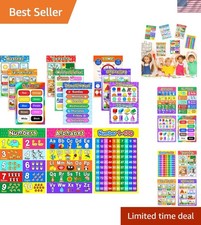 Durable 12 Educational Wall Posters for Preschoolers - Bright 16x11 Inch Designs