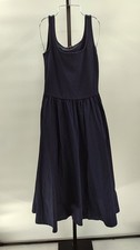 Quince Women Cotton Mixed Media Tank Dress Navy XS