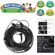 2M 2pin IEM Cable,2-Meter Long Earbud Cords with Silver-Plated Headphone Exte...