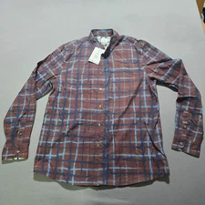Ps Paul Smith Mens Regular fit Long Sleeve Button-Up Shirt large Red Blue Plaid
