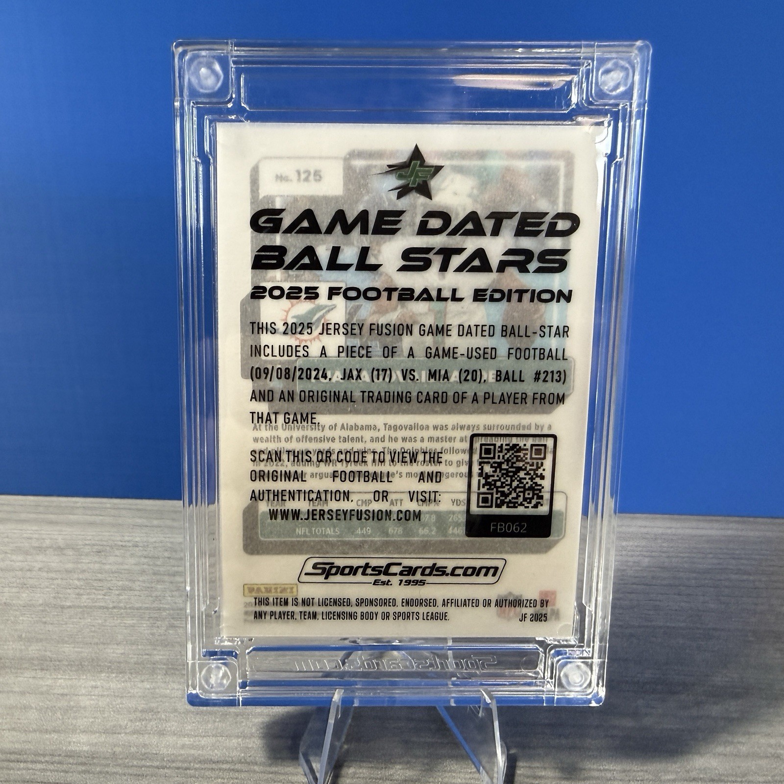 Tua Tagovailoa Game Used Football Relic /250 Press Proof Jersey Fusion 2025 view 3