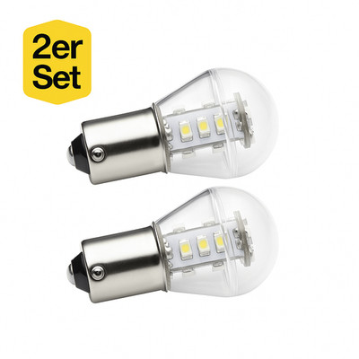 2er Set BA15d LED Lampe 1,6W 150lm 6000K Kaltweiß   12/24V AC/DC Caravan Boot