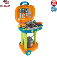 Kids BBQ Grill Toy Set Pretend Play Food Accessories Outdoor Indoor Fun New