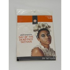 Day of the Dead Adult Temporary Face Tattoos Sugar Skull Halloween 28 Count