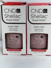 Lot Of 2 CND Shellac Power Polish Gel Color Coat Bare Chemise Color .25 Oz Each