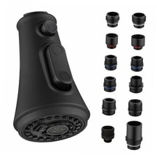 Kitchen Faucet Head Replacement with 12 Adapters, 4 Functions Matte Black