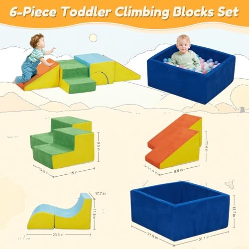 Soft Foam Climbing Blocks and Ball Pit 6PCS Toddler Climbing Toys Indoor - Picture 4 of 7