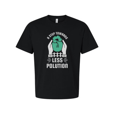 Unisex Gardening T Shirt With Plant Emblem And Message Promoting Less Pollution