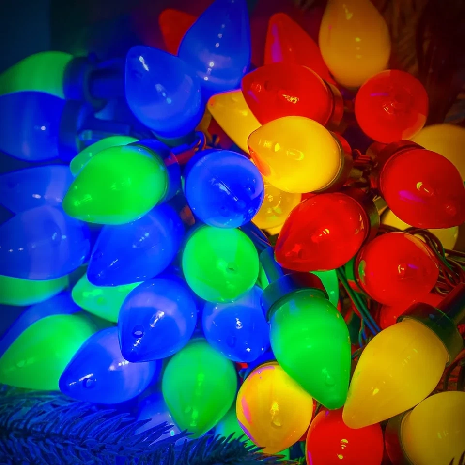 Multicolor Christmas Lights Colorful Christmas String Lights 32.8FT C7 Vintage C - Image 4 of 4