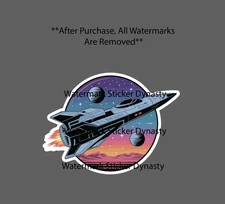 Spaceship Sticker Waterproof Decal Rocket Space Planet Stars Sci Fi Gift NEW