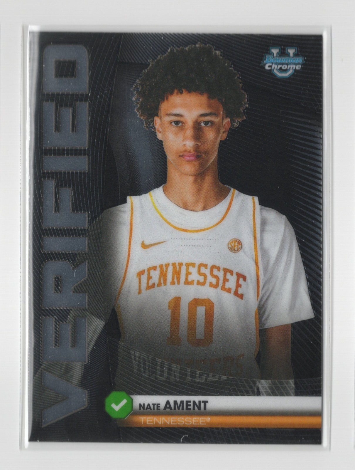 Topps 2025 Bowman Chrome Verified Nate Ament Tennessee Volunteers BV-10