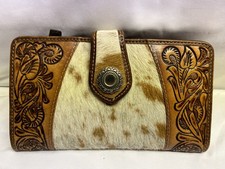 Vintage Myra Cowhide Hand Tooled Leather Snap...