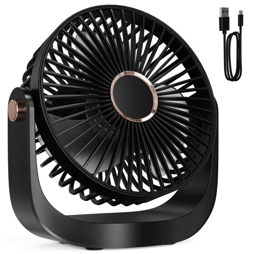DoHome Portable Desk Fan, Rechargeable Table Fan with Night Light USB Electric