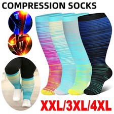 1/2/4 Pairs Plus Size Compression Socks 20-30 mmhg Wide Calf 2XL-4X-Large