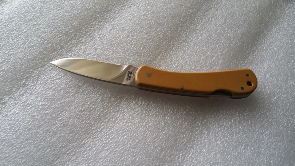 Vintage Gerber Classic LST Ivory Micarta Drop Point Lockback Pocket Knife Yellow - Image 3 of 4