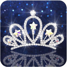 Star Girls Tiara Comb Silver Rhinestone Princess Crown Hair Comb Crystal