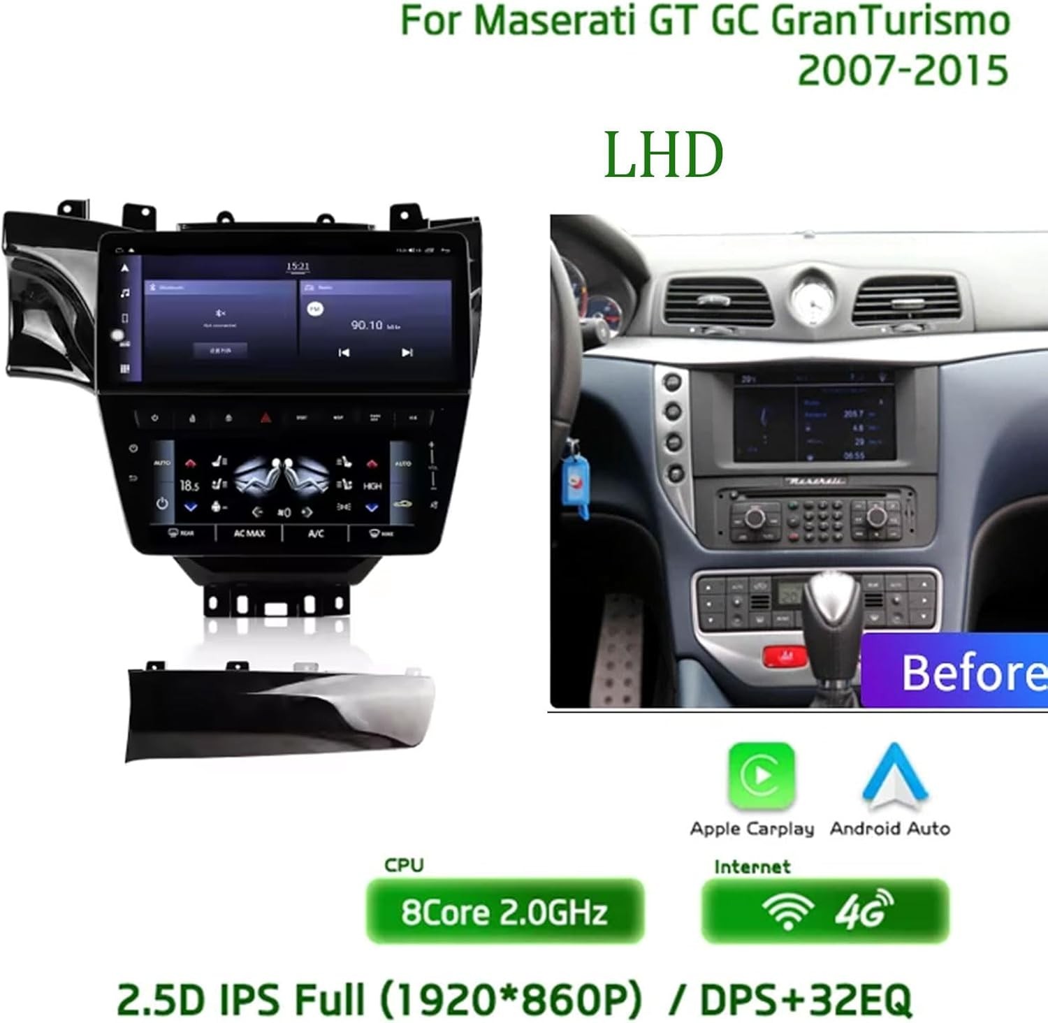 12.3" Upgrade Car Radio Head Unit Navi for Maserati GT GC GranTurismo 2007-2017
