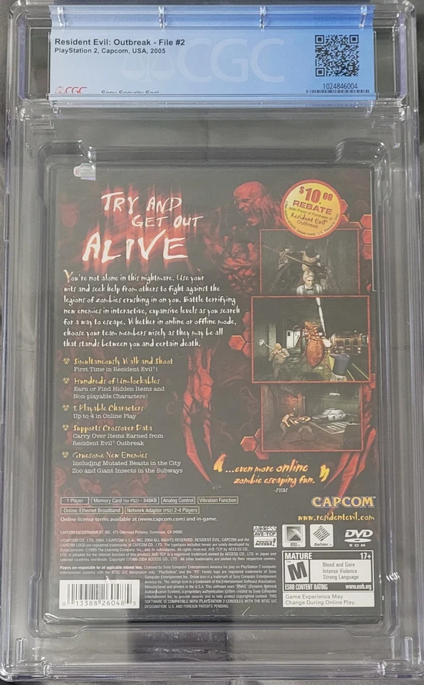 Resident Evil: Outbreak File #2 PlayStation 2 Sealed CGC Graded 9.6 A++ Y-Fold - Image 4 of 4