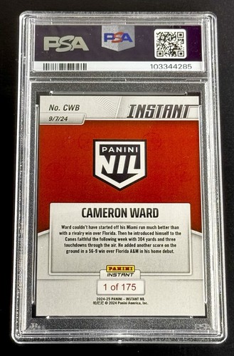 !!️RARO!!️2024 Panini NIL #1 DRAFT PICK CAM “WARD WOWS” RC/175💎PSA 10💎 - Imagen 3 de 24
