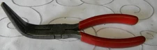 SNAP-ON 7" LONG 90° ANGLE JAW NEEDLE NOSE RED GRIP PLIERS #497CCP