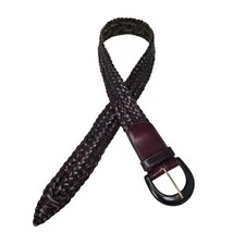 Vintage Y2K Chico's M/L Dark Brown Woven Braided Leather Belt Minimalist Classic