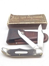 SCHRADE OLD TIMER 250T 2-BLADE POCKET KNIFE WITH LEATHER SHEATH, 1250T Box