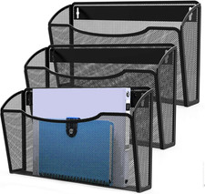 Wall File Organizer 3 Pack - Heavy Duty Iron Office File Holder for Wall Mount -