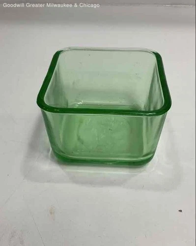 Vintage MCM 1930's Green Uranium Depression Glass Refrigerator Dish