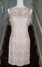 Lauren Ralph Lauren Sleeveless Floral Sequin Dress 6 Blush Pink Side Zip **READ