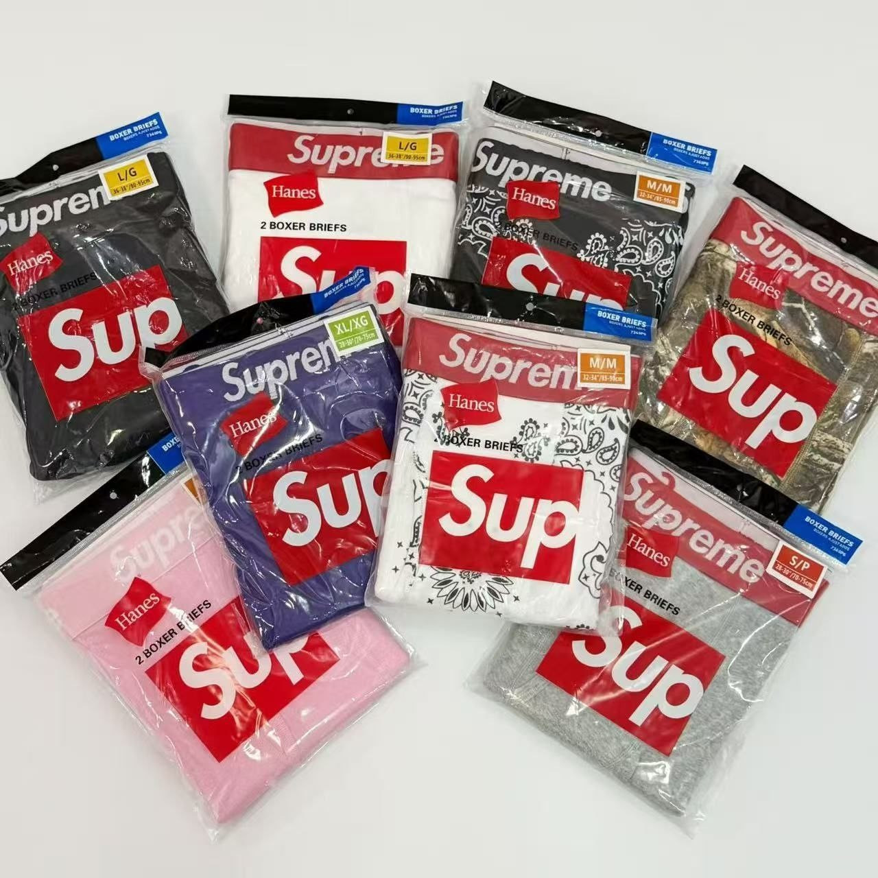 NWT 2-Pack Supreme x Hanes Boxer Briefs Lot Multi Color Bandana Pink Black White