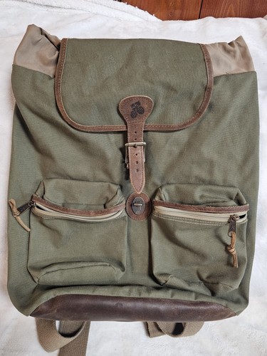 Rare Vintage Jansport Canvas Leather Drawstring Backpack Bag F1 Great Condition - Imagen 2 de 7
