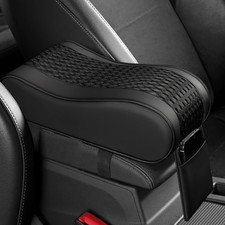 Leather Memory Foam Auto Center Console Armrest Pillow Pad, Black