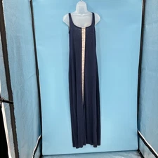 Cynthia Rowley 100% Linen Maxi Dress XS Navy Coastal Resort Summer Minimalist