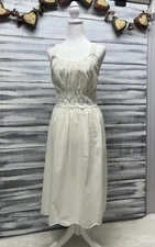 vtg 60’s ROGERS Romantic Goddess White Short Nightgown Lace Embroidery 38 Med