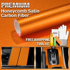 Honeycomb Carbon Fiber Satin Orange Hex Auto Car Sticker Decal Vinyl Wrap Sheet