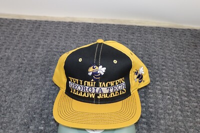Vintage Georgia Tech Yellow Jackets Hat Cap Youngan Logo Black Yellow Pinwheel