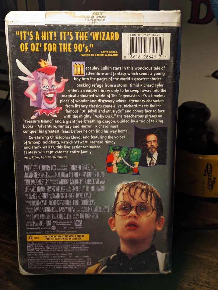 The Pagemaster (1994) Clamshell VHS Tape (G) Macaulay Culkin Working Condition!  - Image 2 of 4