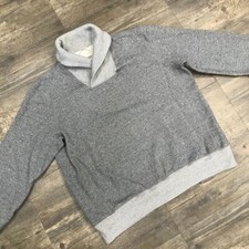 Eddie Bauer Shawl Collar Sweater Pullover Men Size XL Gray Heathered 648 