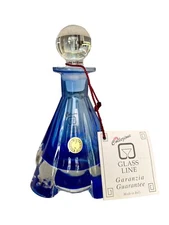 Vintage~Blue~Crystal/Glass~Perfume Bottle w/ Stopper~Collezione~Italy~6.25"H
