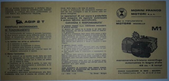 Manuale-manual--manuelle "Uso e Manutenzione" MOTORE FRANCO MORINI M1