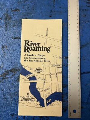 Vintage 1985 River Roaming Guide To San Antonio River River Walk Tourism Map