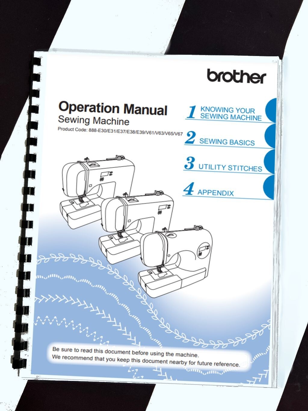 Reprint Manual Brother CS5055PRW CS 5055 PRW Sewing Machine Comb Bound ...