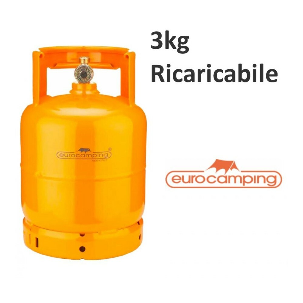 BOMBOLA GAS 3 KG PROPANO RICARICABILE VUOTA CAMPING FORNELLO
