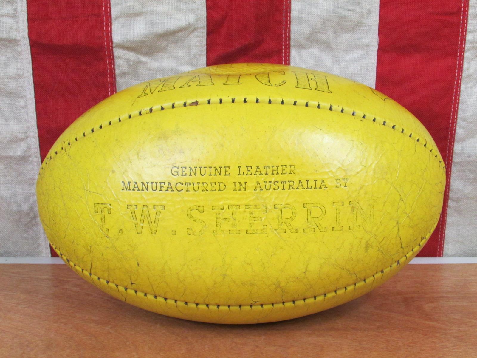 Vintage 1950s Sherrin Yellow Leather Match Rugby Ball Laces Australian