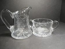 VINTAGE CLEAR CUT GLASS SUGAR & CREAMER SET - 2 PIECES