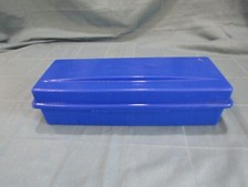 Fellowes 15 Audio Cassette Tape Storage Box Organizer Plastic Blue Vtg 80s 90s A
