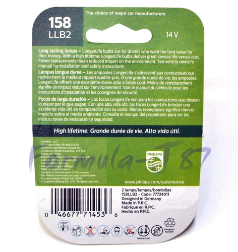 Philips LongerLife 158 5W Dos Bombillas Frente Lateral Marcador Luz Recambio T10 - Picture 2 of 7