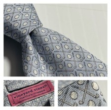 Vineyard Vines Golf Clubs Balls Light Blue Silk Tie USA
