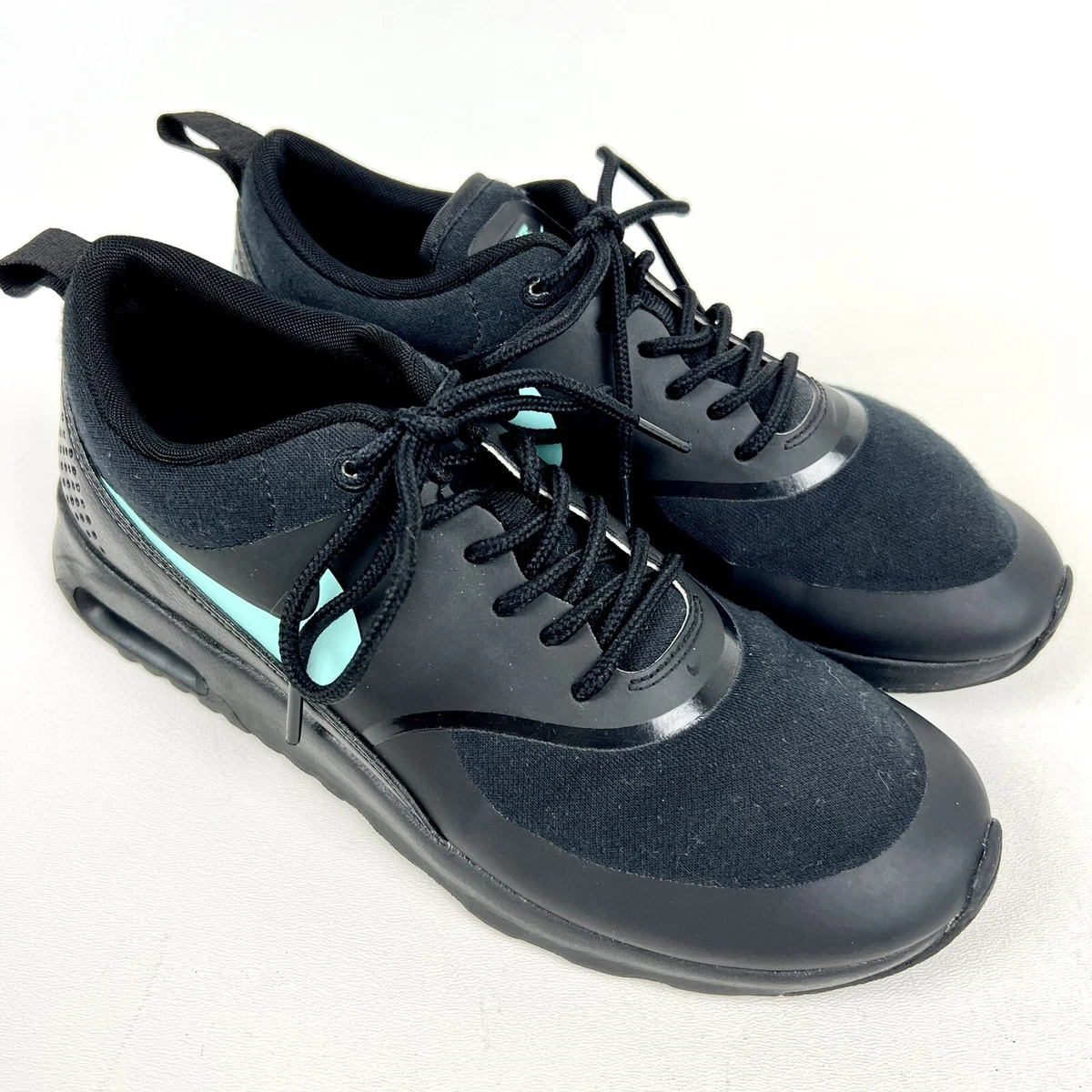 Nike ID Air Max Thea Running Shoe Black Teal Swoosh Women s Size 7